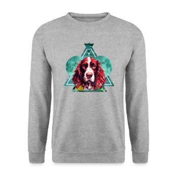 Hunde Hunderasse Zubehör Englisch Springer-Spaniel - Unisex Pullover - Weißgrau meliert - Vorne - Alina (178cm) & Michal (187cm)