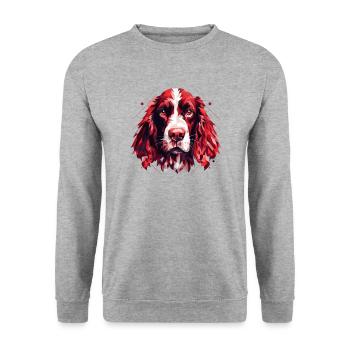 Hunde Hunderasse Zubehör Englisch Springer-Spaniel - Unisex Pullover - Weißgrau meliert - Vorne - Alina (178cm) & Michal (187cm)