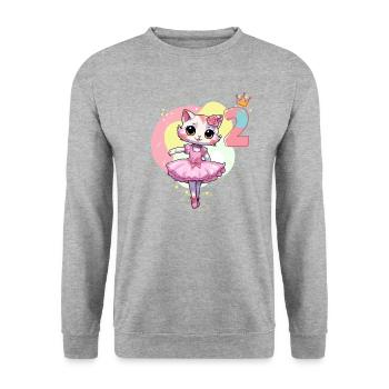 Girl ballet ballerina cats 2 years old 2. - Unisex Sweatshirt - salt & pepper - Front - Alina (178cm) & Michal (187cm)