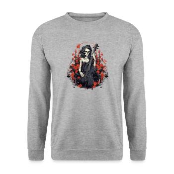 Cellospieler Cellist-Musiker - Unisex Pullover - Weißgrau meliert - Vorne - Alina (178cm) & Michal (187cm)
