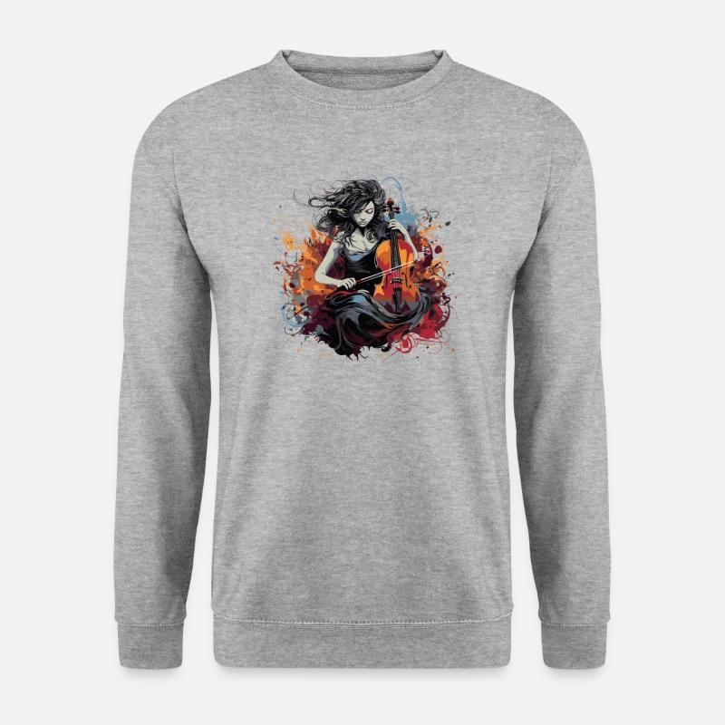 Cellospieler Cellist-Musikerin - Unisex Pullover - Weißgrau meliert