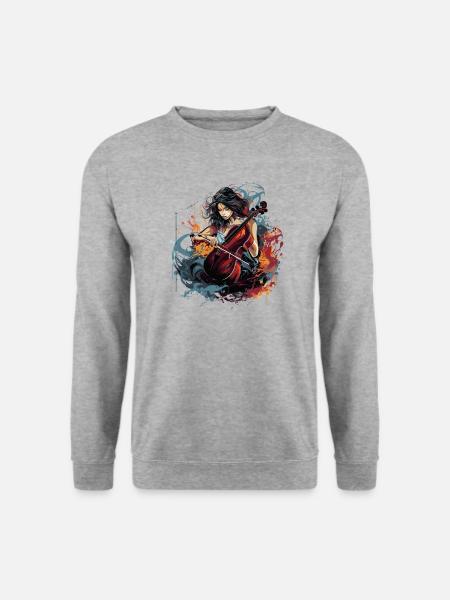 Cellospieler Cellist-Musiker - Unisex Pullover - Weißgrau meliert