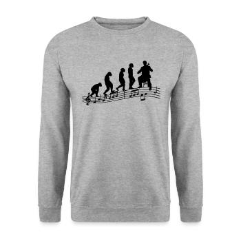 Cellospieler Cellist-Musiker Collo-Musik Evolution - Unisex Pullover - Weißgrau meliert - Vorne - Alina (178cm) & Michal (187cm)