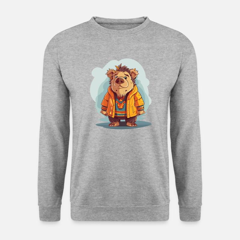 Wildschwein - Unisex Pullover - Weißgrau meliert