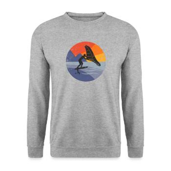 Wingfoil Surfer Wingfoiling Hydrofoil Kitefoil - Unisex Sweatshirt - salt & pepper - Front - Alina (178cm) & Michal (187cm)
