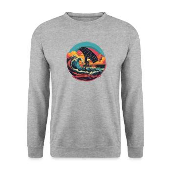 Wingfoil Surfer Wingfoiling Hydrofoil Kitefoil - Unisex Sweatshirt - salt & pepper - Front - Alina (178cm) & Michal (187cm)