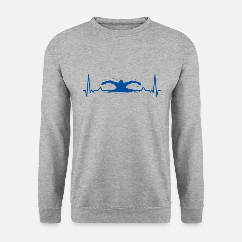 Schwimmer schwimmen Herzschlag Schwimm - Unisex Pullover - Weißgrau meliert