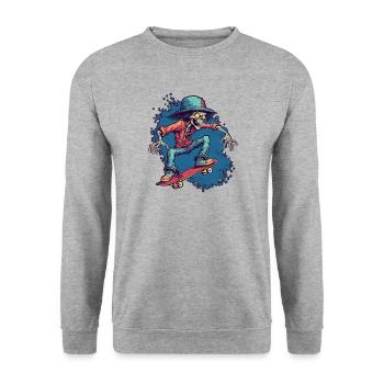 Skateboard Skater-Rampe Skaten Skating Vintage - Unisex Pullover - Weißgrau meliert - Vorne - Alina (178cm) & Michal (187cm)