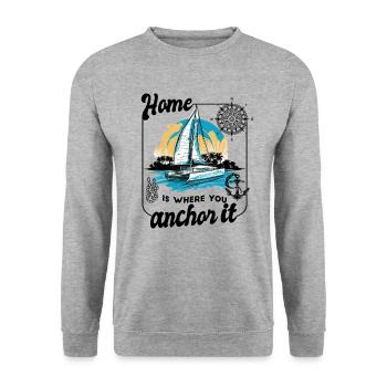 Catamaran Bateau Voilier Voilier Yacht Ancre - Sweat-shirt Unisexe - gris chiné - Devant - Alina (178cm) & Michal (187cm)