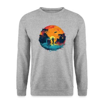 Lecteur de Disc Golf Disc Golfer Jeu Vintage - Sweat-shirt Unisexe - gris chiné - Devant - Alina (178cm) & Michal (187cm)