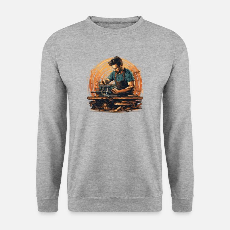 Handwerker Zimmermann-Holzarbeit Zimmerer - Unisex Pullover - Weißgrau meliert