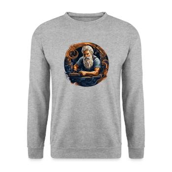Handwerker Zimmermann-Holzarbeit Zimmerer - Unisex Pullover - Weißgrau meliert - Vorne - Alina (178cm) & Michal (187cm)