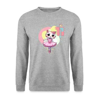 Girl ballet ballerina cats 11 years old 11th - Unisex Sweatshirt - salt & pepper - Front - Alina (178cm) & Michal (187cm)