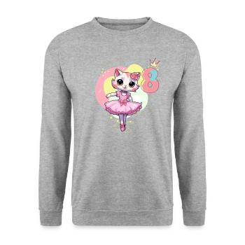 Girls ballet ballerina cats 8 years old 8th - Unisex Sweatshirt - salt & pepper - Front - Alina (178cm) & Michal (187cm)
