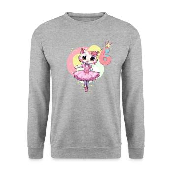 Girls ballet ballerina cats 6 years old 6. - Unisex Sweatshirt - salt & pepper - Front - Alina (178cm) & Michal (187cm)