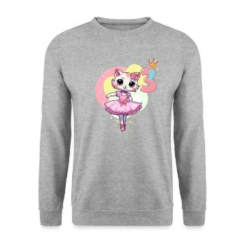 Girls ballet ballerina cats 3 years old 3. - Unisex Sweatshirt - salt & pepper - Front - Alina (178cm) & Michal (187cm)