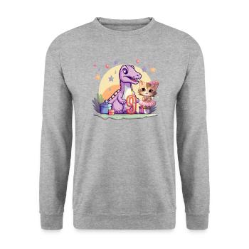 Girl Ballet Dinosaur Cat 9 Years Old 9 - Unisex Sweatshirt - salt & pepper - Front - Alina (178cm) & Michal (187cm)