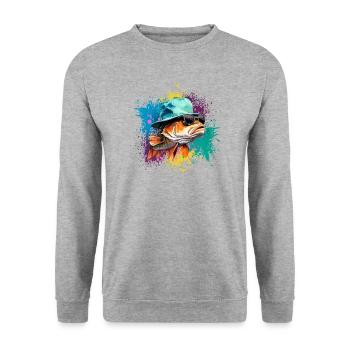 Angler Kayak Fishing Boat Accessories Fly Fishing - Unisex Sweatshirt - salt & pepper - Front - Alina (178cm) & Michal (187cm)