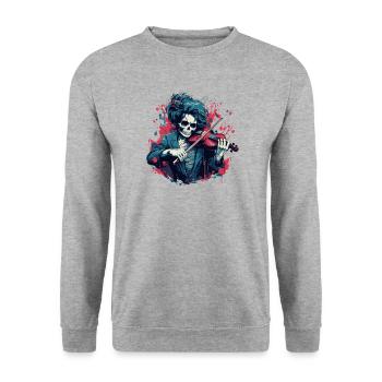 Violinist-Musiker Geigen Musik-Instrument Zubehör - Unisex Pullover - Weißgrau meliert - Vorne - Alina (178cm) & Michal (187cm)