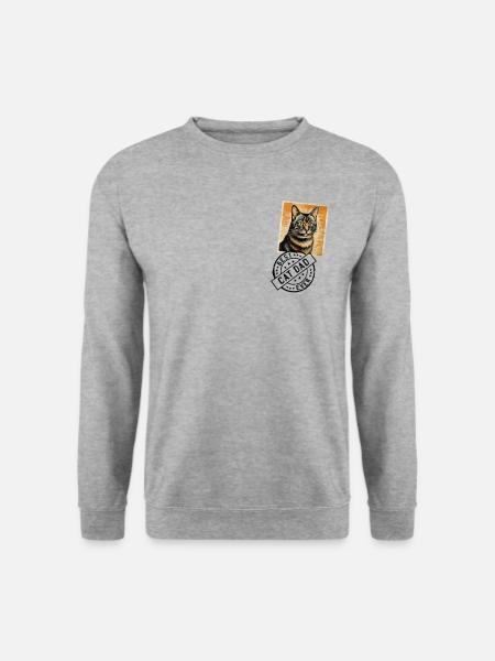 Katzen Papa Katze Katzenstempel Katzenväter - Unisex Pullover - Weißgrau meliert