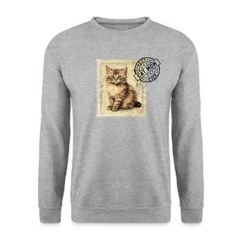 Cat Mom Cat Cat Stamp Cat Moms - Unisex Sweatshirt - salt & pepper - Front - Alina (178cm) & Michal (187cm)