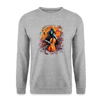 Cellospieler Cellist-Musikerin - Unisex Pullover - Weißgrau meliert - Vorne - Alina (178cm) & Michal (187cm)