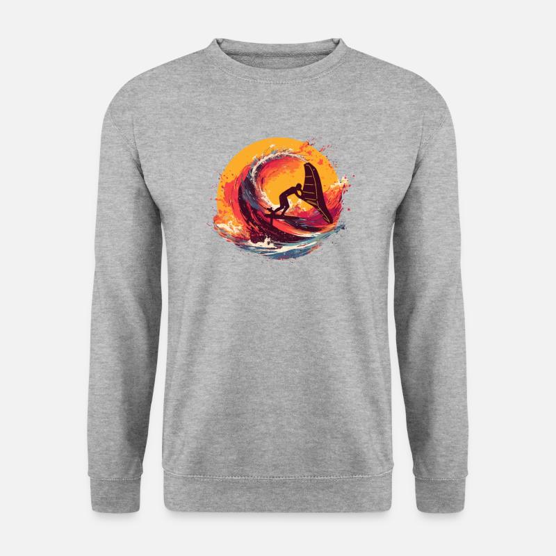 Wingfoil-Surfer Wingfoiling-Boards Hydrofoil - Unisex Pullover - Weißgrau meliert