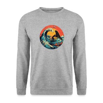 Wingfoil Surfer Wingfoiling Board Vintage - Unisex Sweatshirt - salt & pepper - Front - Alina (178cm) & Michal (187cm)