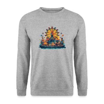 Freizeitpark Jahrmarkt Rummelplatz Volksfest - Unisex Pullover - Weißgrau meliert - Vorne - Alina (178cm) & Michal (187cm)
