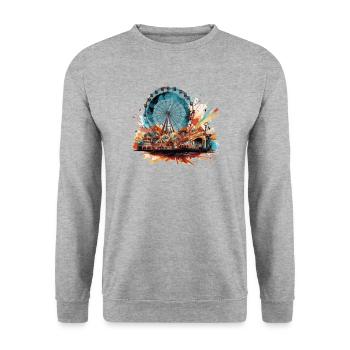 Freizeitpark Jahrmarkt Rummelplatz Volksfest - Unisex Pullover - Weißgrau meliert - Vorne - Alina (178cm) & Michal (187cm)