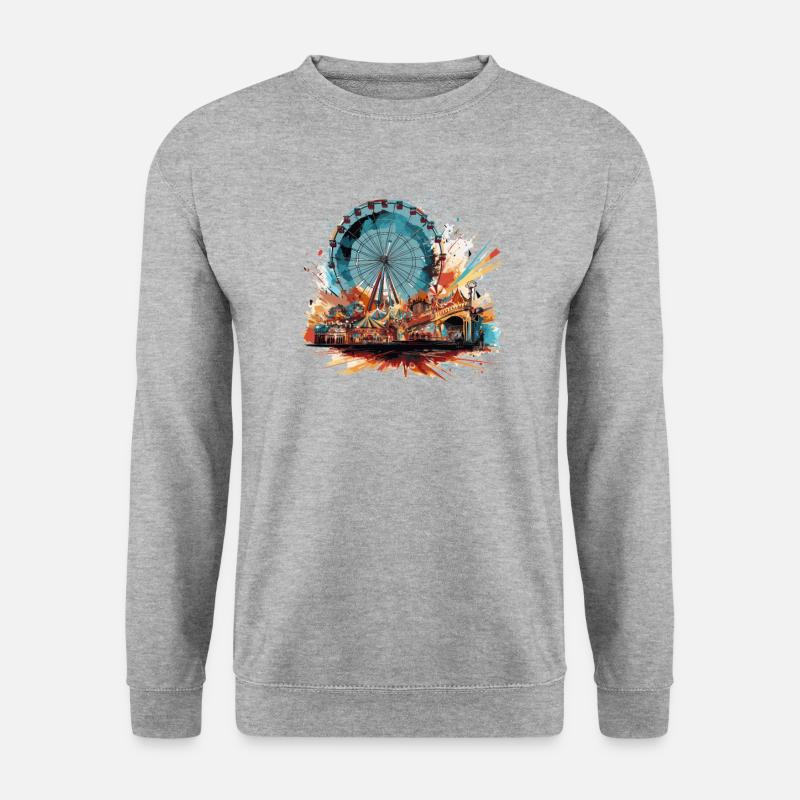 Freizeitpark Jahrmarkt Rummelplatz Volksfest - Unisex Pullover - Weißgrau meliert