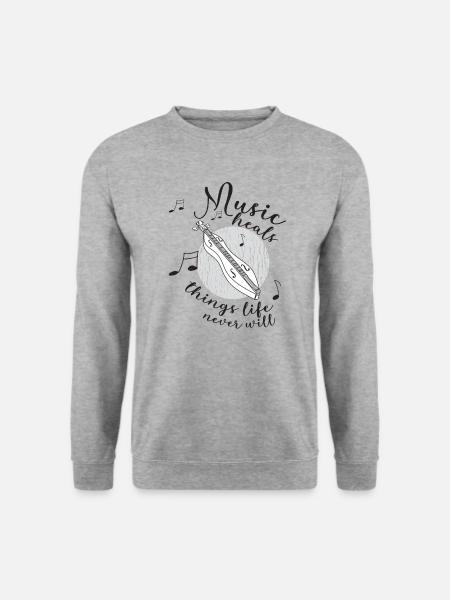 Dulcimer-Musiker Zupfinstrument Hammered Dulcimer - Unisex Pullover - Weißgrau meliert