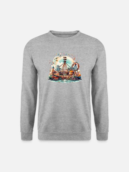 Freizeitpark Jahrmarkt Rummelplatz Volksfest - Unisex Pullover - Weißgrau meliert