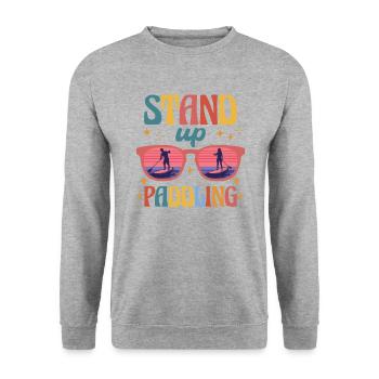 SUP paddleboarding Stand Up Paddle Stehpaddler - Unisex Pullover - Weißgrau meliert - Vorne - Alina (178cm) & Michal (187cm)
