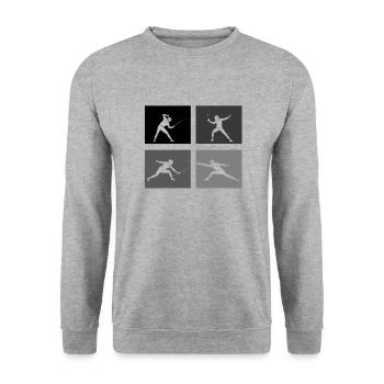Fechten Game Gamer Fechterin Spiel Fechten Fechter - Unisex Pullover - Weißgrau meliert - Vorne - Alina (178cm) & Michal (187cm)
