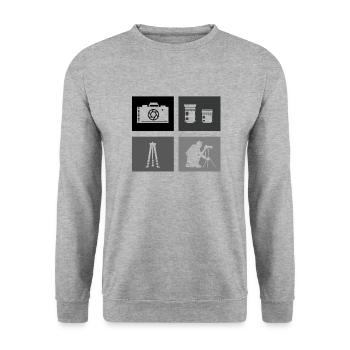 Appareil photo, Photographe de nature, Photographe animalier - Sweat-shirt Unisexe - gris chiné - Devant - Alina (178cm) & Michal (187cm)