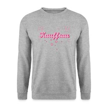 Einzelhändler Abschluss-Geschenk Kauffrau - Unisex Pullover - Weißgrau meliert - Vorne - Alina (178cm) & Michal (187cm)