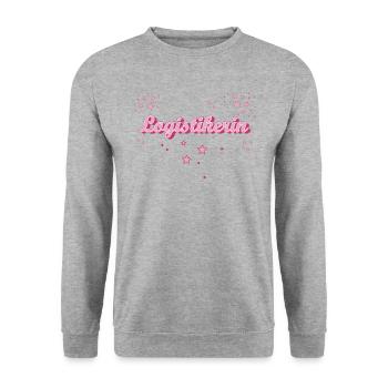 Logistik Abschluss-Geschenk Logistikerin - Unisex Pullover - Weißgrau meliert - Vorne - Alina (178cm) & Michal (187cm)