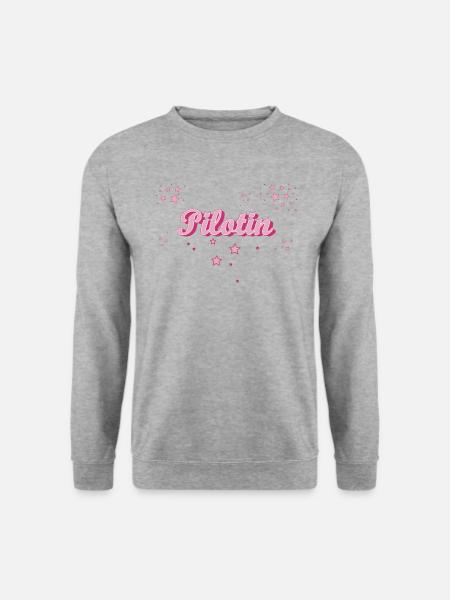Flugzeug Abschluss-Geschenk Pilotin - Unisex Pullover - Weißgrau meliert