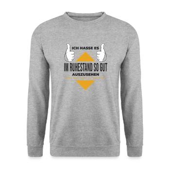 Ruhestand Renteneintritt Pensioner Rente lustiges - Unisex Pullover - Weißgrau meliert - Vorne - Alina (178cm) & Michal (187cm)