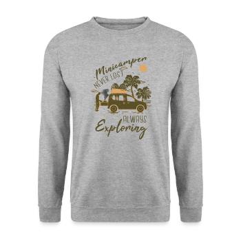Minicamper Holidays Camping-Camper Microcamper - Unisex Sweatshirt - salt & pepper - Front - Alina (178cm) & Michal (187cm)