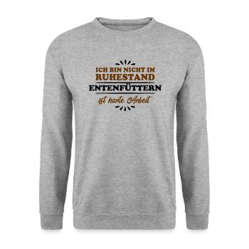 Retirement Pensioner Pensioner Duck Feeding - Unisex Sweatshirt - salt & pepper - Front - Alina (178cm) & Michal (187cm)
