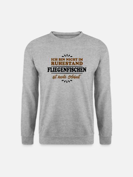 Ruhestand Rentner Pensioner Fliegenfischer - Unisex Pullover - Weißgrau meliert