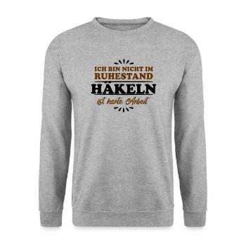 Retirement Pensioner Pensioner Crochet - Unisex Sweatshirt - salt & pepper - Front - Alina (178cm) & Michal (187cm)