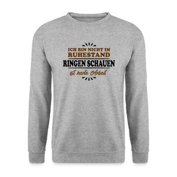 Ruhestand Rentner Pensioner Ringer - Unisex Pullover - Weißgrau meliert - Vorne - Alina (178cm) & Michal (187cm)