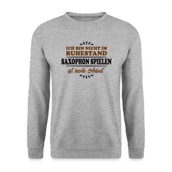 Pensionné Retraité Joueur de saxophone - Sweat-shirt Unisexe - gris chiné - Devant - Alina (178cm) & Michal (187cm)