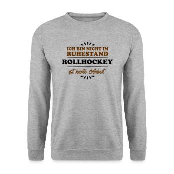 Ruhestand Rentner Pensioner Rollhockey - Unisex Pullover - Weißgrau meliert - Vorne - Alina (178cm) & Michal (187cm)