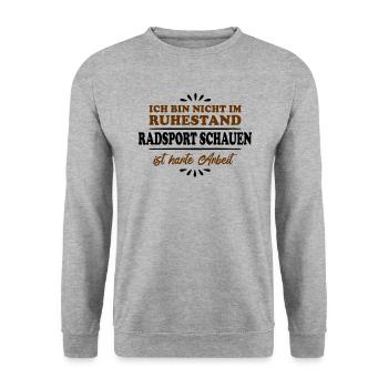 Ruhestand Rentner Pensioner Radsport - Unisex Pullover - Weißgrau meliert - Vorne - Alina (178cm) & Michal (187cm)