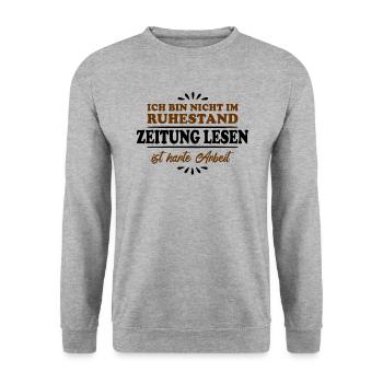 Retraité Retraité Retraité Journal-lu - Sweat-shirt Unisexe - gris chiné - Devant - Alina (178cm) & Michal (187cm)