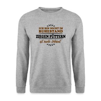 Ruhestand Rentner Pensioner Ziegen-Liebhaber - Unisex Pullover - Weißgrau meliert - Vorne - Alina (178cm) & Michal (187cm)